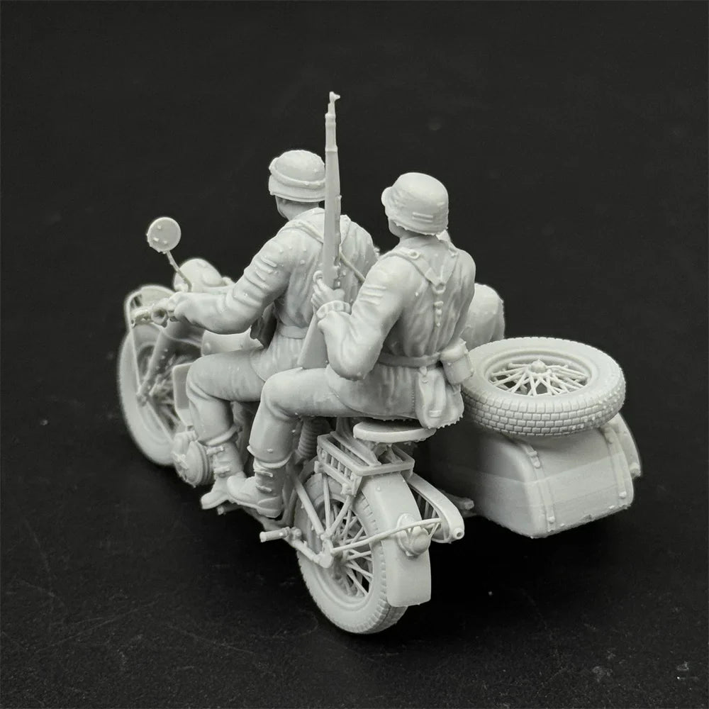 1/35 German Motorcycle w/ MG34 Crew (3 Fig) Resin Kit | WWII Recon