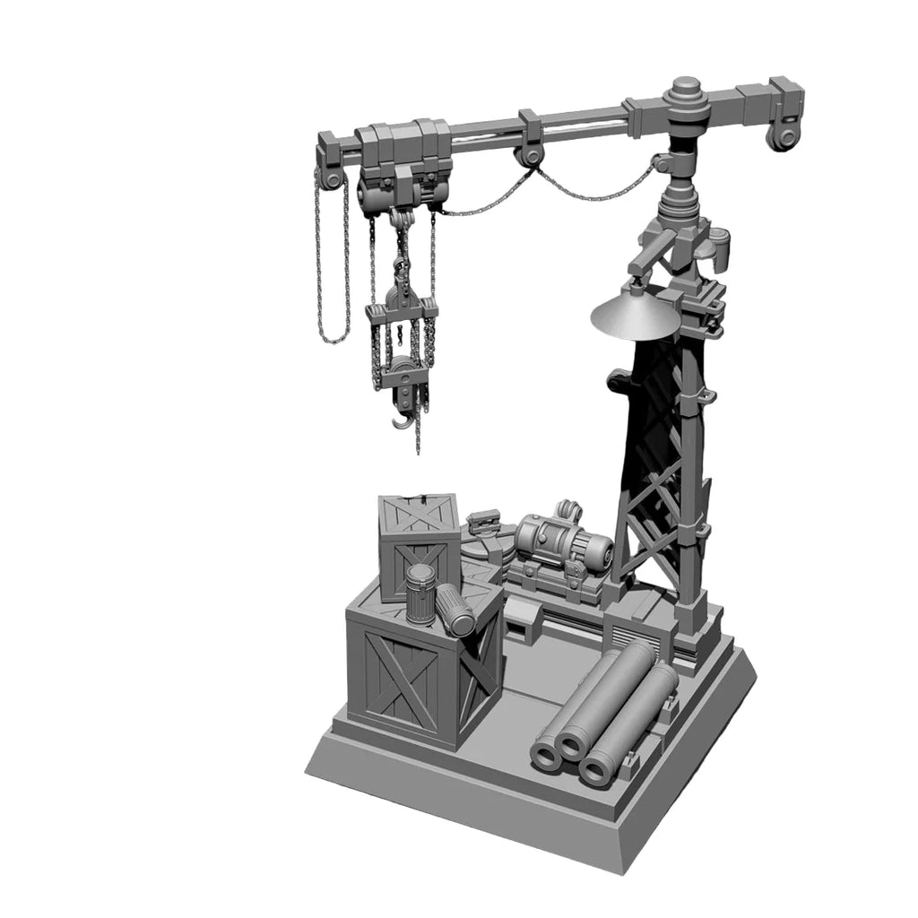 1/35 Scale Industrial Maintenance Platform Resin Kit - Workshop Diorama Base & Crane Structure