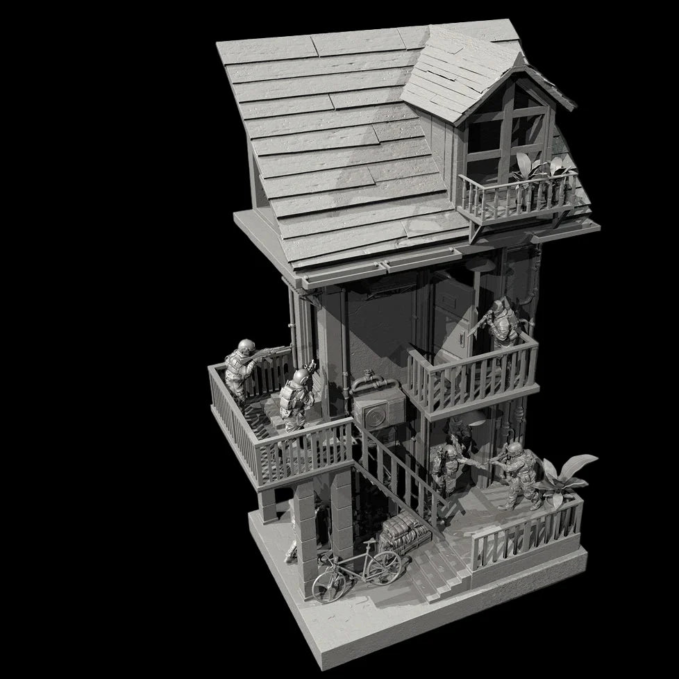 1/35 Scale Resin Soldier Figure Scene | Counter-Terrorism Diorama (8 Soldiers + Scene Platform) | Self-Assembled Model Kit