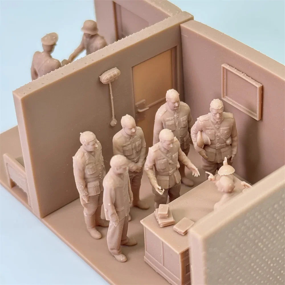 1/72 Scale Bunker / Headquarters Interrogation Scene Resin Figure Set (12 Figures) - WWII/Cold War Diorama