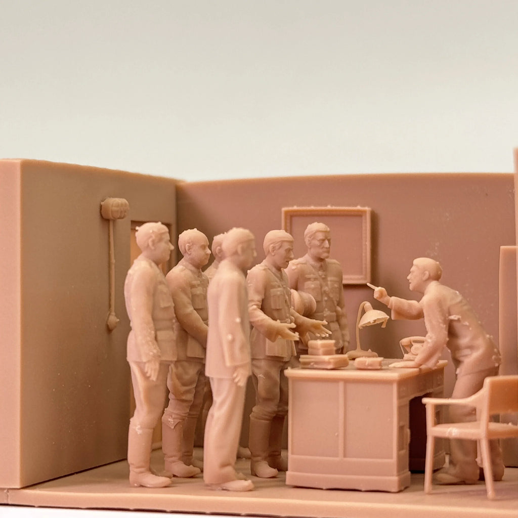 1/72 Scale Bunker / Headquarters Interrogation Scene Resin Figure Set (12 Figures) - WWII/Cold War Diorama