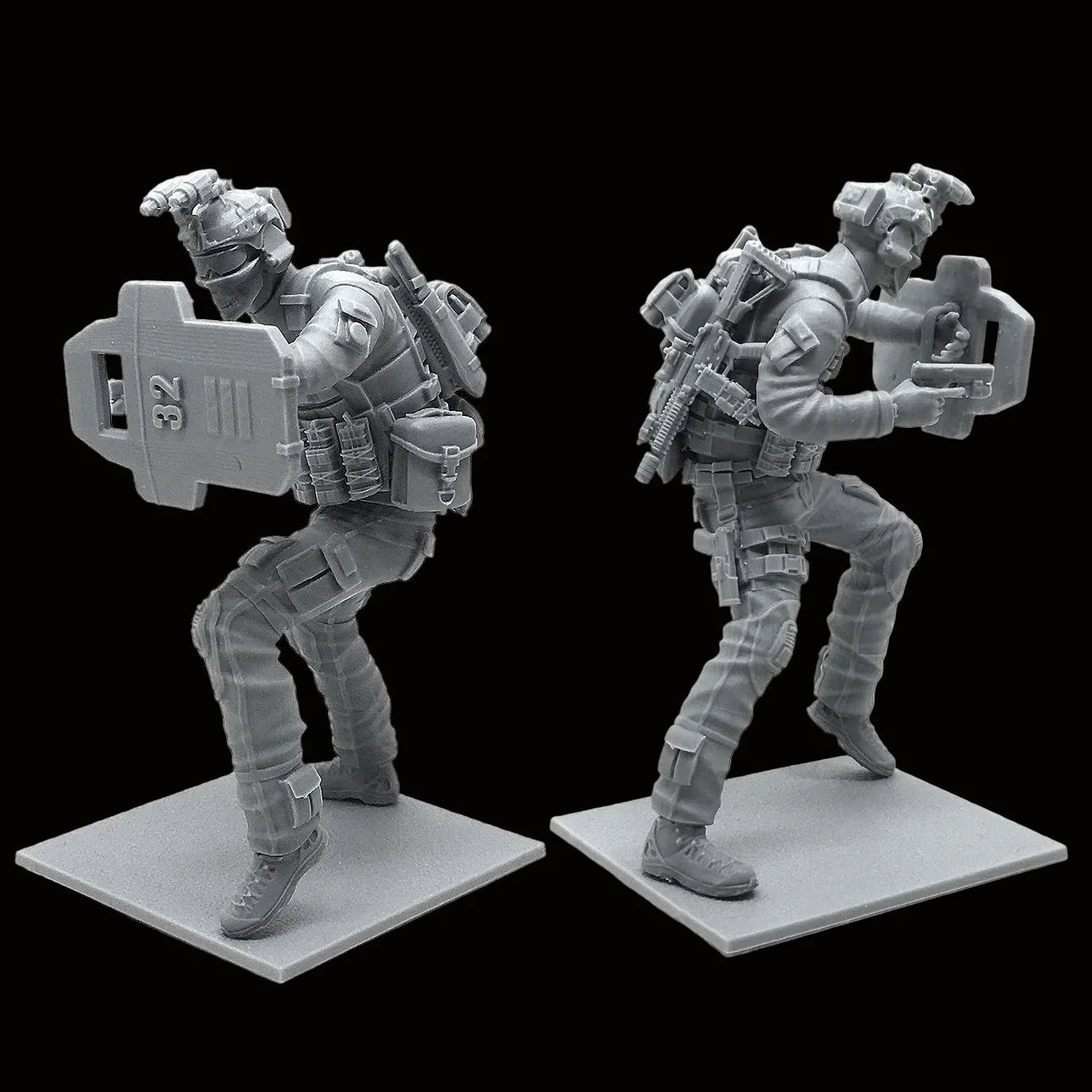 1/24 Scale (75mm) CQB Shield Breacher Resin Figure Kit - Tactical Entry Specialist Miniature