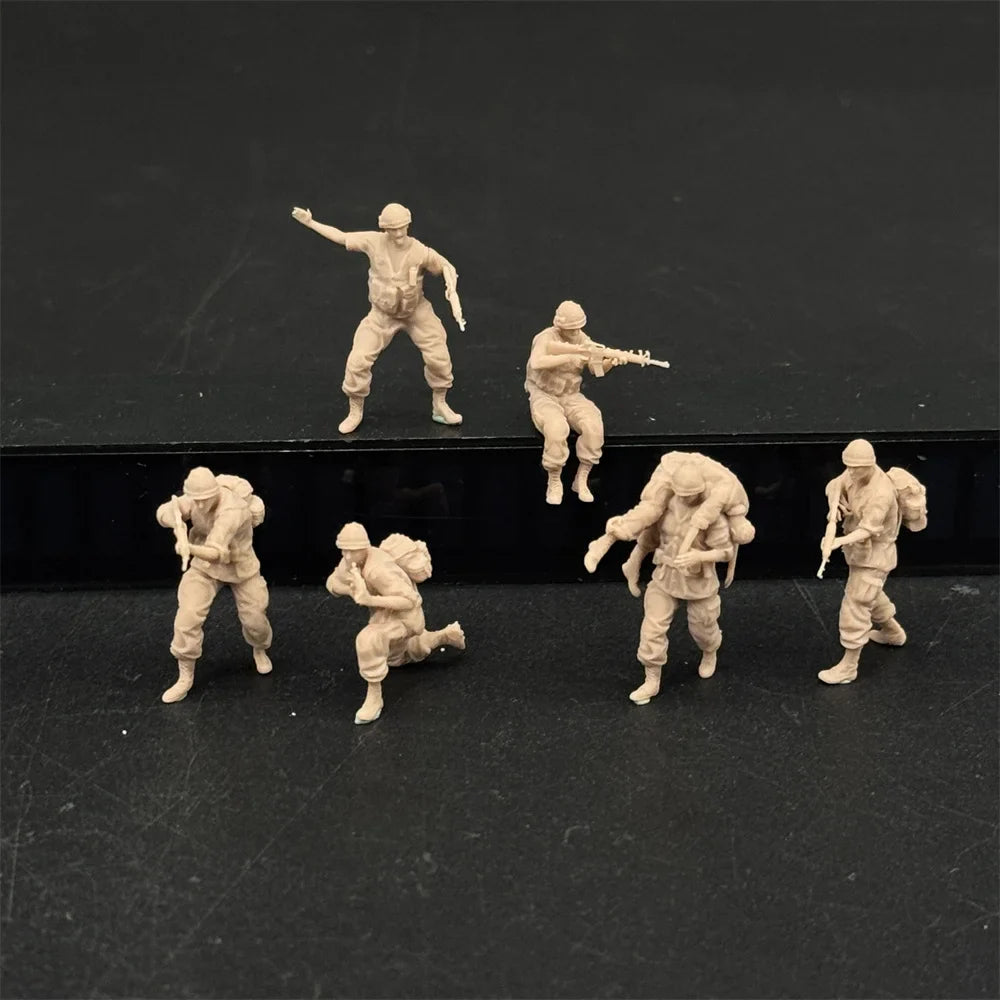 1/72 Scale US Soldiers Vietnam War Rescue / Combat Squad Resin Figure Set (6 Figures) - Infantry Miniatures