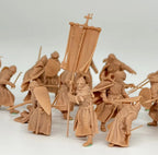 1/72 Scale Medieval Infantry Battle Scene Resin Figure Set (16+ Figures) - Aralcos / Tabletop Miniature