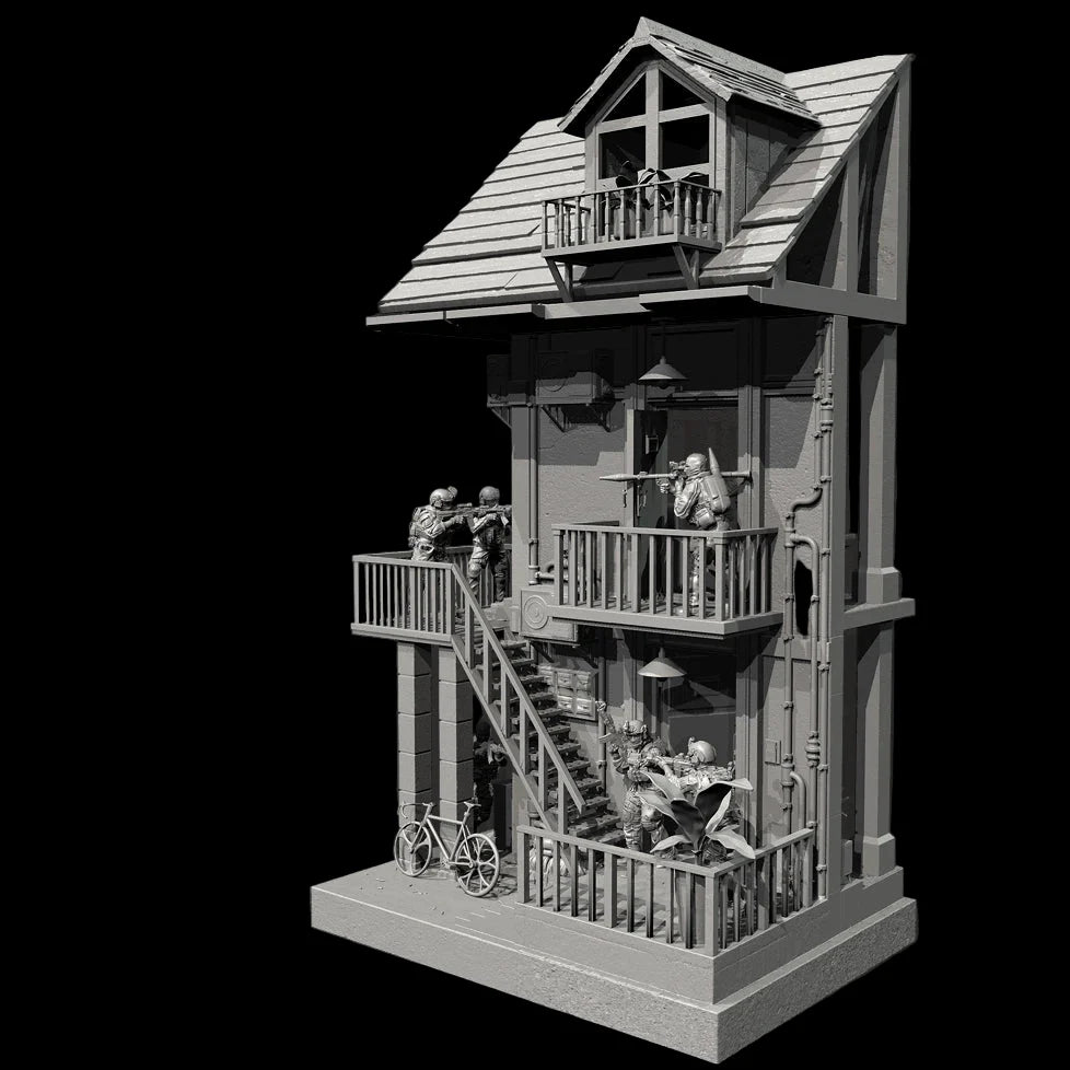 1/35 Scale Resin Soldier Figure Scene | Counter-Terrorism Diorama (8 Soldiers + Scene Platform) | Self-Assembled Model Kit