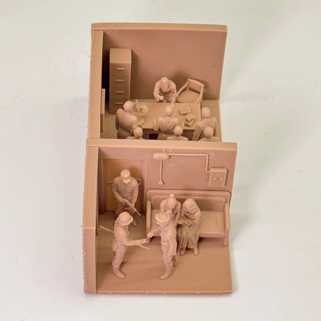 1/72 Scale Bunker / Headquarters Interrogation Scene Resin Figure Set (12 Figures) - WWII/Cold War Diorama