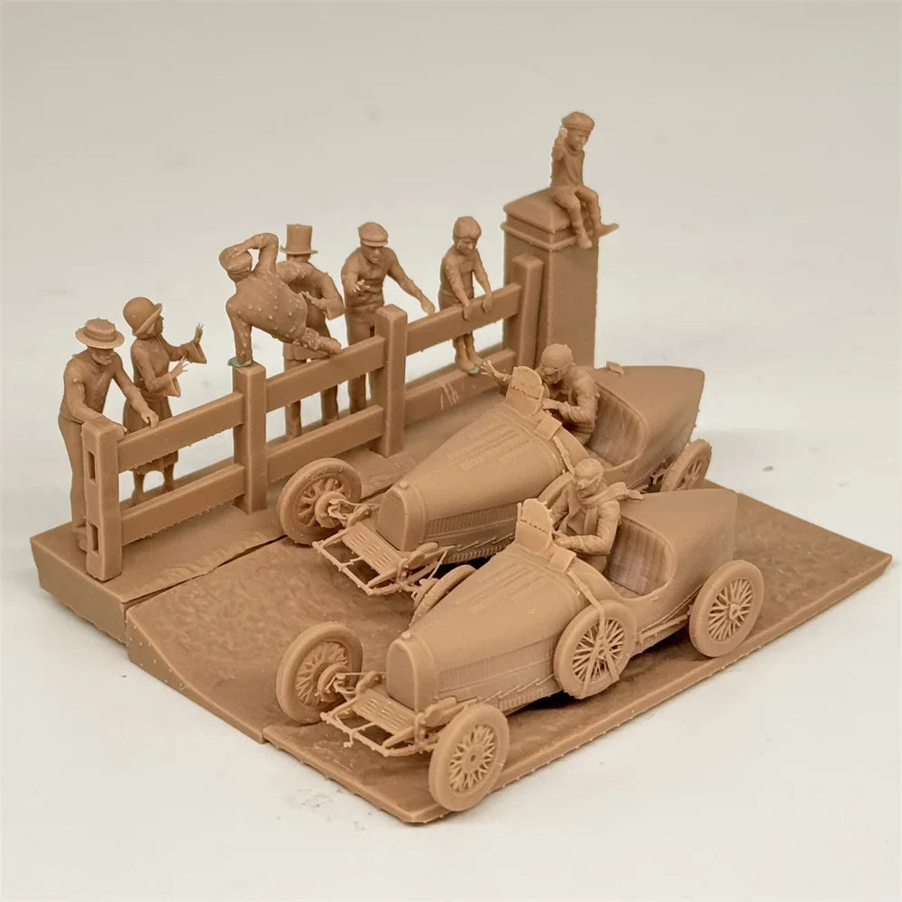 1/72 Scale Legendary 1900s Grand Prix Racing Incident Diorama Kit (Car & Spectators) - Early Auto History Miniature