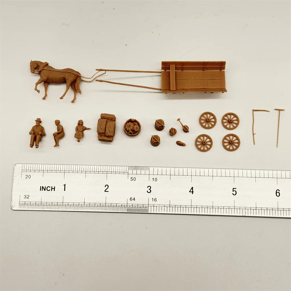 1/72 Scale WWI Civilian Horse-Drawn Carriage & Transport Resin Model Kit - Children, Cargo & Cat Detail