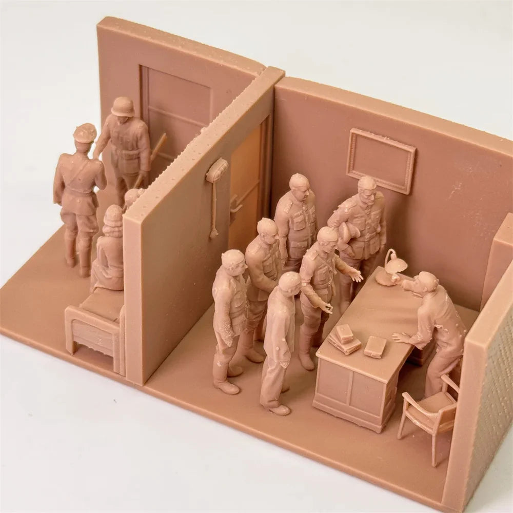 1/72 Scale Bunker / Headquarters Interrogation Scene Resin Figure Set (12 Figures) - WWII/Cold War Diorama