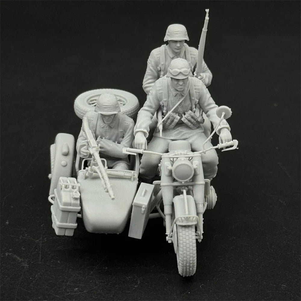 1/35 German Motorcycle w/ MG34 Crew (3 Fig) Resin Kit | WWII Recon