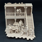 1/72 Scale Wild West Saloon / Restaurant Diorama Kit & Figures (10+ Figures) - Spaghetti Western Vignette
