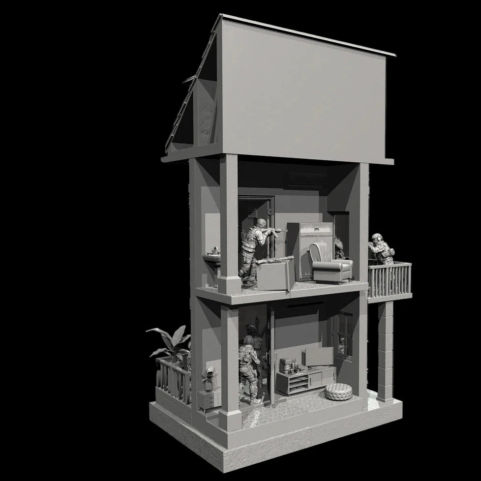 1/35 Scale Resin Soldier Figure Scene | Counter-Terrorism Diorama (8 Soldiers + Scene Platform) | Self-Assembled Model Kit