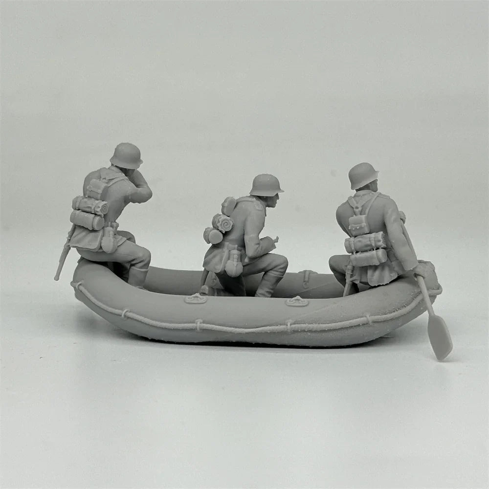 1/35 German Assault Boat Squad (3 Fig) Resin Kit | River Crossing Scene