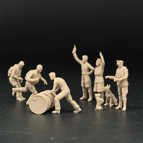 1/48 & 1/72 Scale WWII German Luftwaffe Pilots & Ground Crew Resin Figure Set (11 Figures) - Airfield Diorama