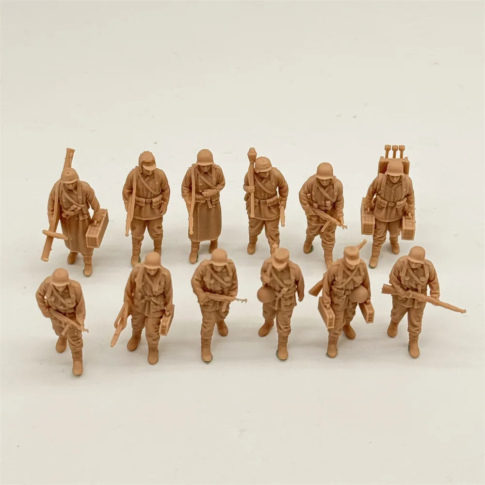 1/72 Scale WWII German Army Grenadiers Resin Figure Set (12 Figures) - Ardennes/Late War Infantry