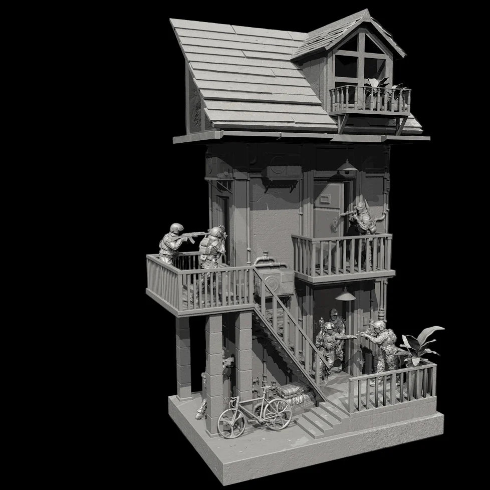 1/35 Scale Resin Soldier Figure Scene | Counter-Terrorism Diorama (8 Soldiers + Scene Platform) | Self-Assembled Model Kit