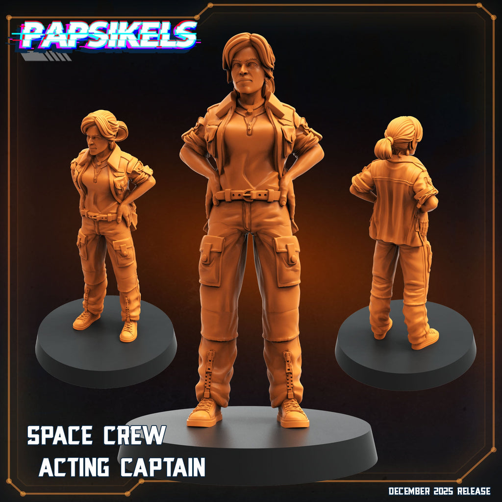 Space Crew Acting Captain – Zoya Zeveri | Papsikels | Hive Wars | Alien Earth Inspired | 28mm or 32mm Scale | Resin Miniatures