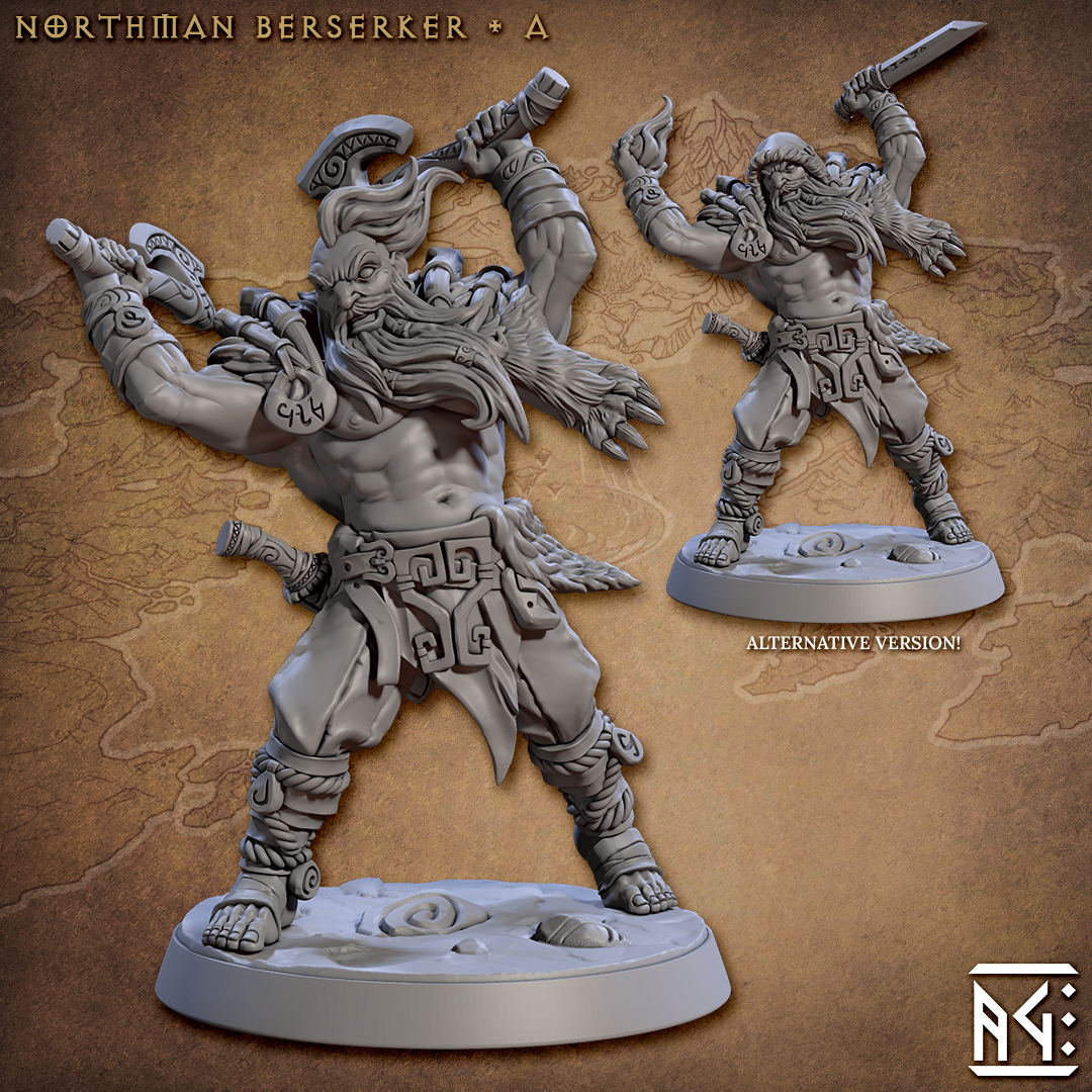 Norse Northmen Berserker Miniatures | Skutagaard Northmen Saga II | Fantasy D&D Miniature | Artisan Guild