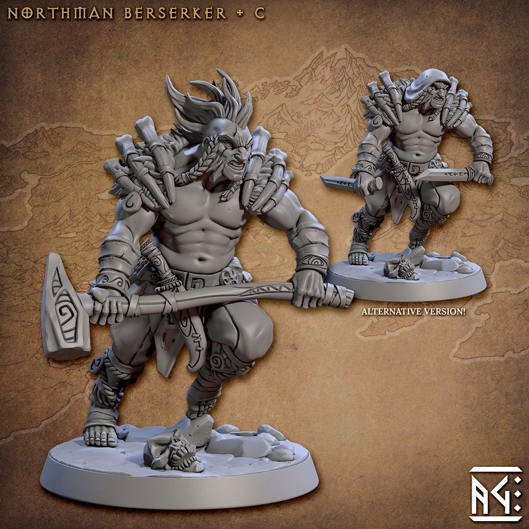 Norse Northmen Berserker Miniatures | Skutagaard Northmen Saga II | Fantasy D&D Miniature | Artisan Guild