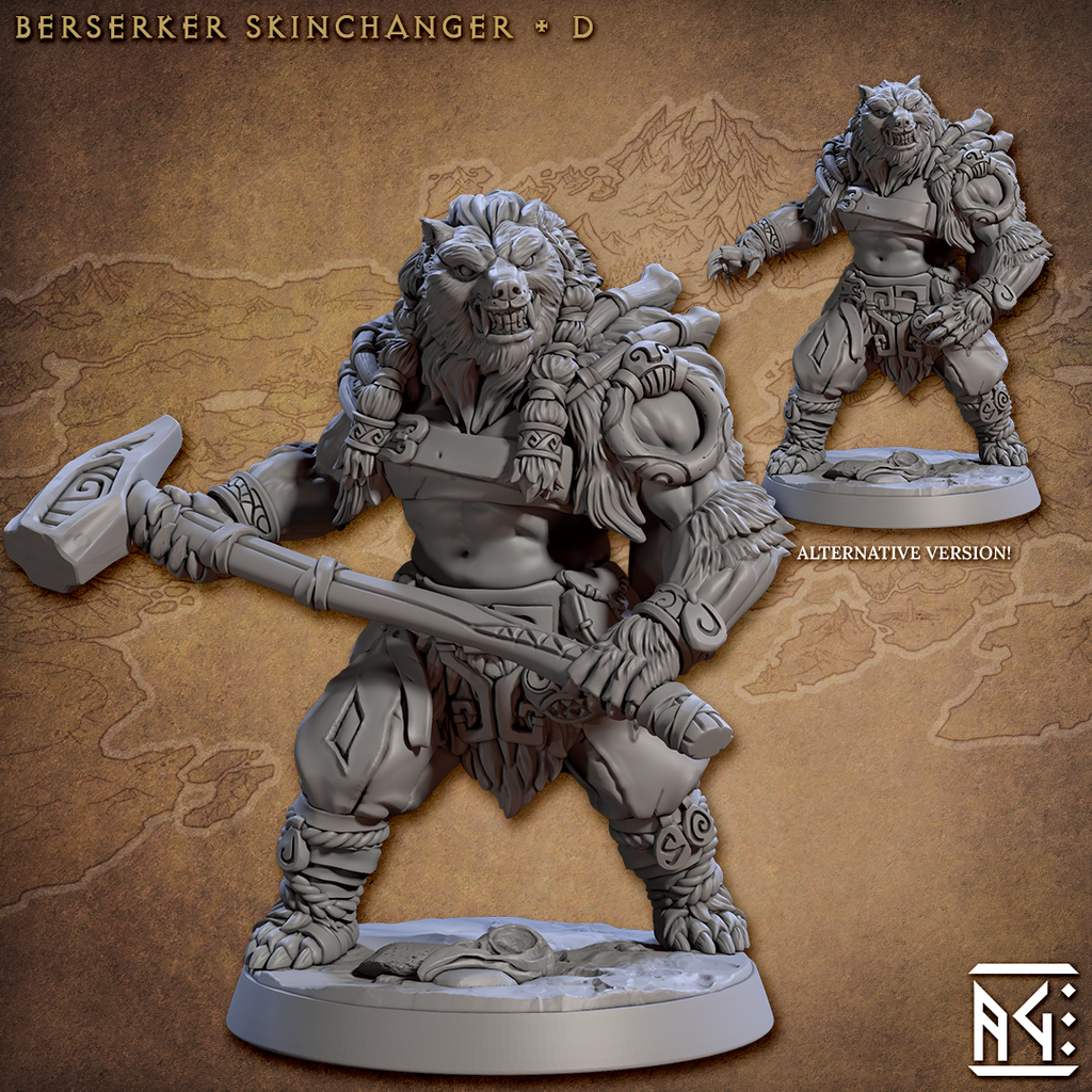Norse Beastman Berserker Skinchanger Miniatures | Skutagaard Northmen Saga II | Fantasy D&D Miniature | Artisan Guild