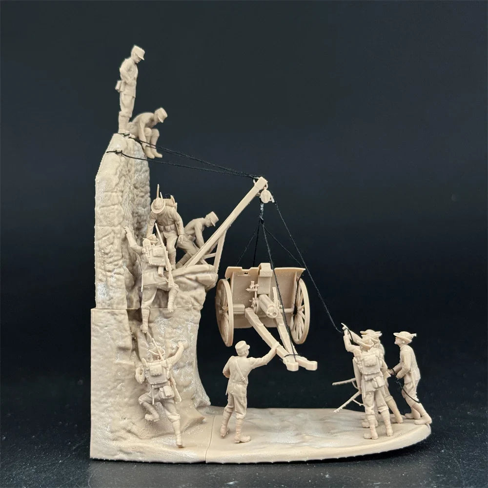 1/72 Scale WWI Italian Alpine Soldiers & Artillery Haul Diorama Resin Kit (11 Figures) - White War Miniatures