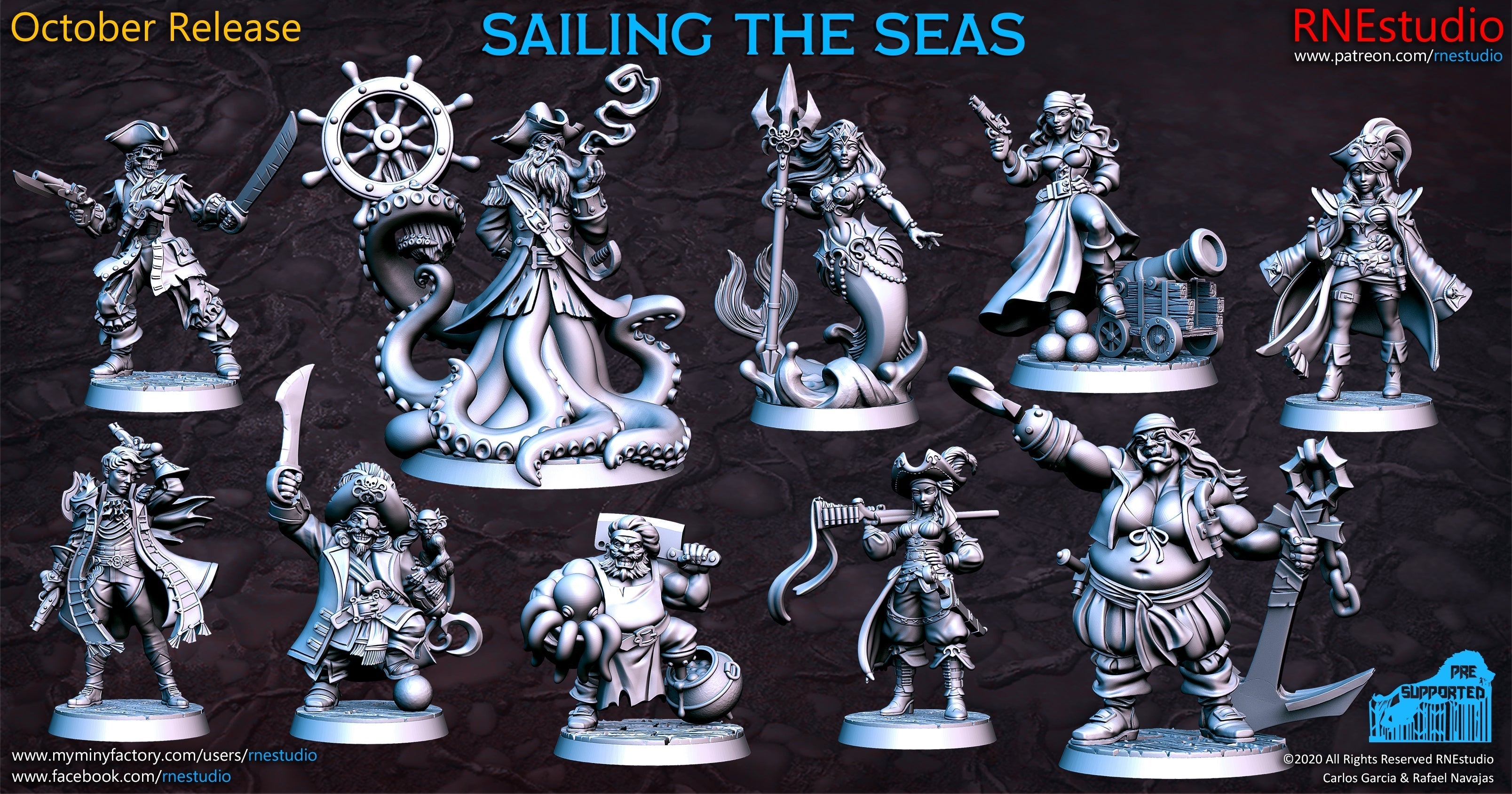 Sailing the Seas Miniatures (Full Set) | Fantasy Miniature | RN Estudio