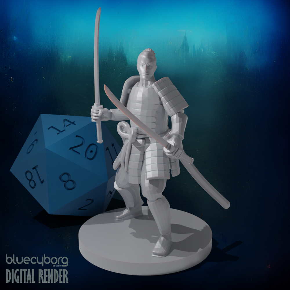 Human Samurai 2 Fighter 28mm Scale Miniature