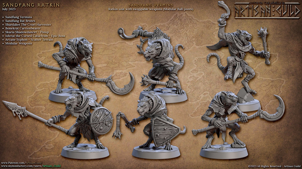 Sandfang Ratkin Miniatures (Full Set) | Fantasy D&D Miniature | Artisan Guild