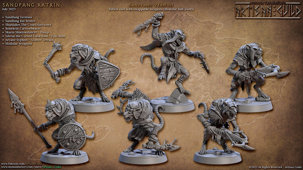 Sandfang Ratkin Miniatures (Full Set) | Fantasy D&D Miniature | Artisan Guild
