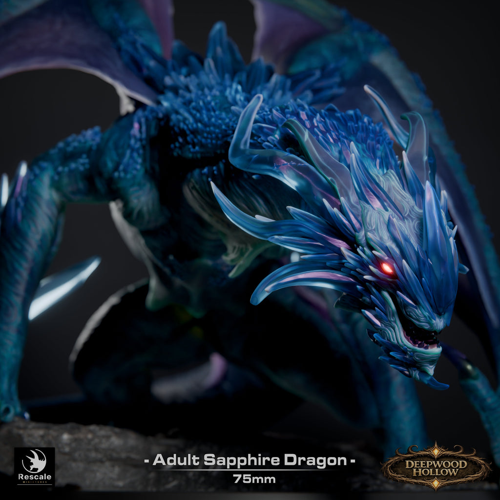 💎 Sapphire Dragon (Adult) | 12K Resin 75mm Gem Dragon for D&D & RPGs 🐲