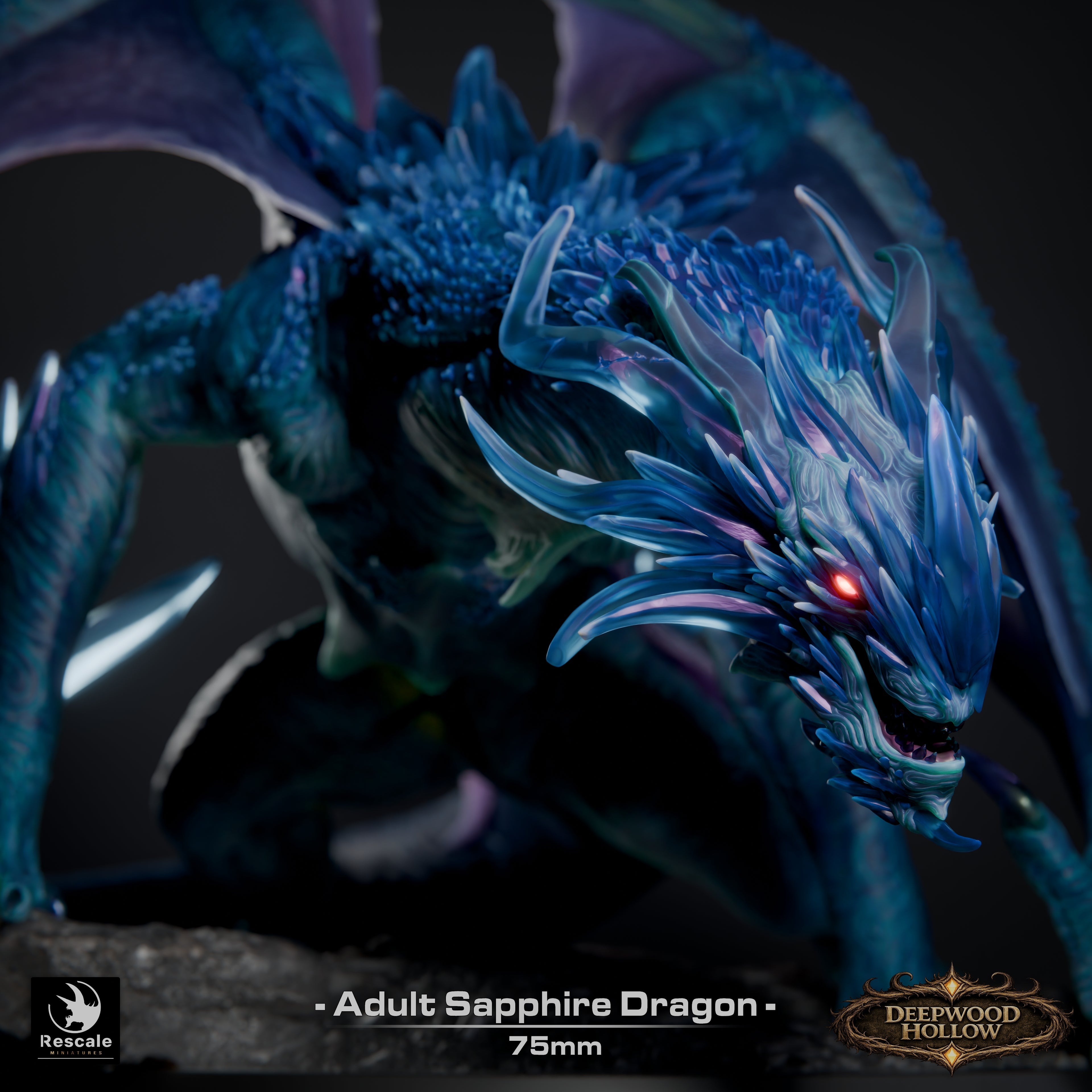 💎 Sapphire Dragon (Adult) | 12K Resin 75mm Gem Dragon for D&D & RPGs 🐲