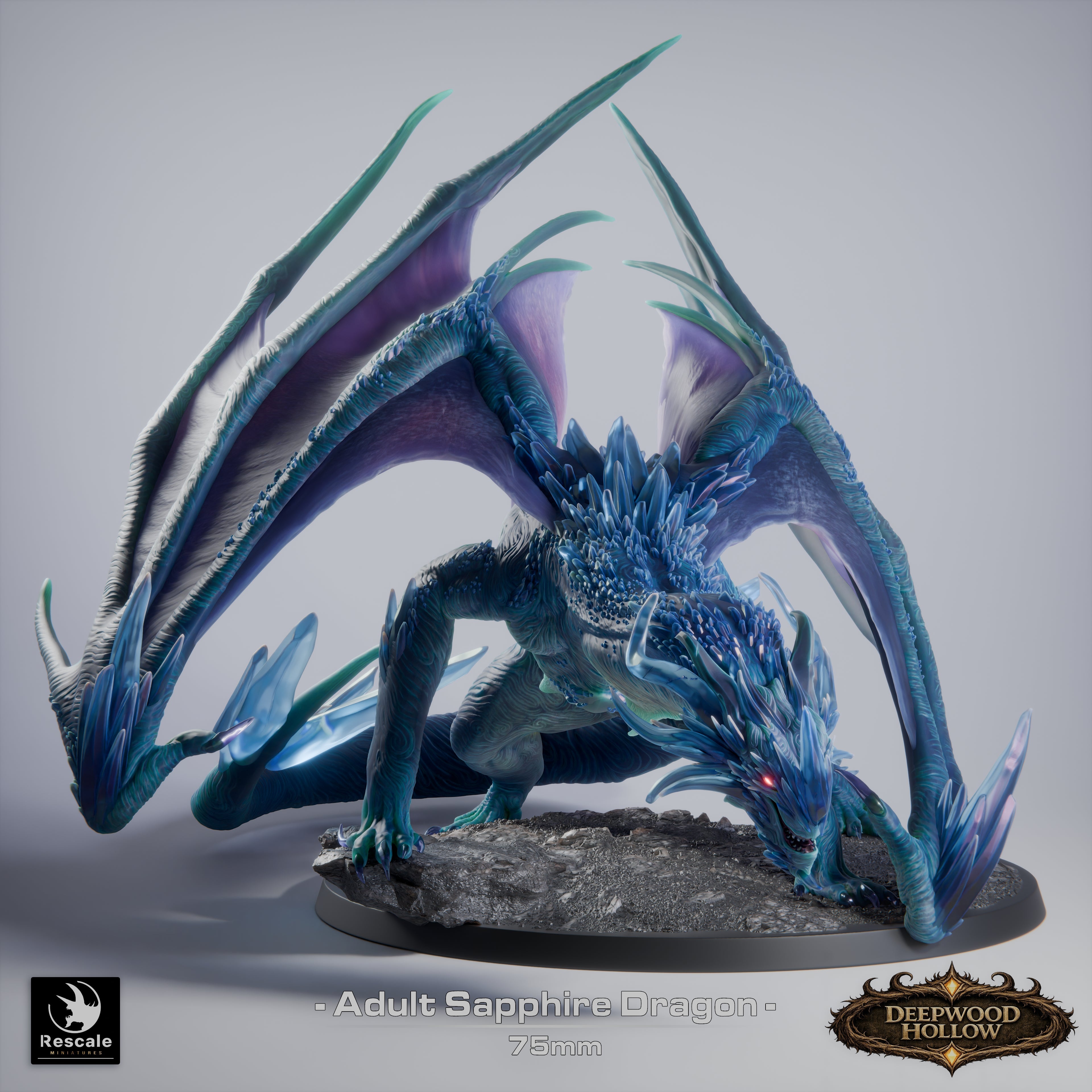 💎 Sapphire Dragon (Adult) | 12K Resin 75mm Gem Dragon for D&D & RPGs 🐲