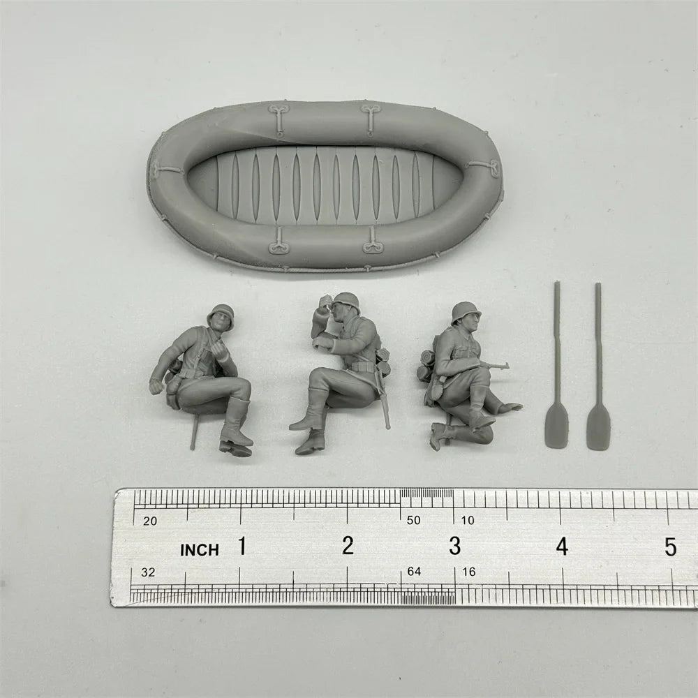 1/35 German Assault Boat Squad (3 Fig) Resin Kit | River Crossing Scene