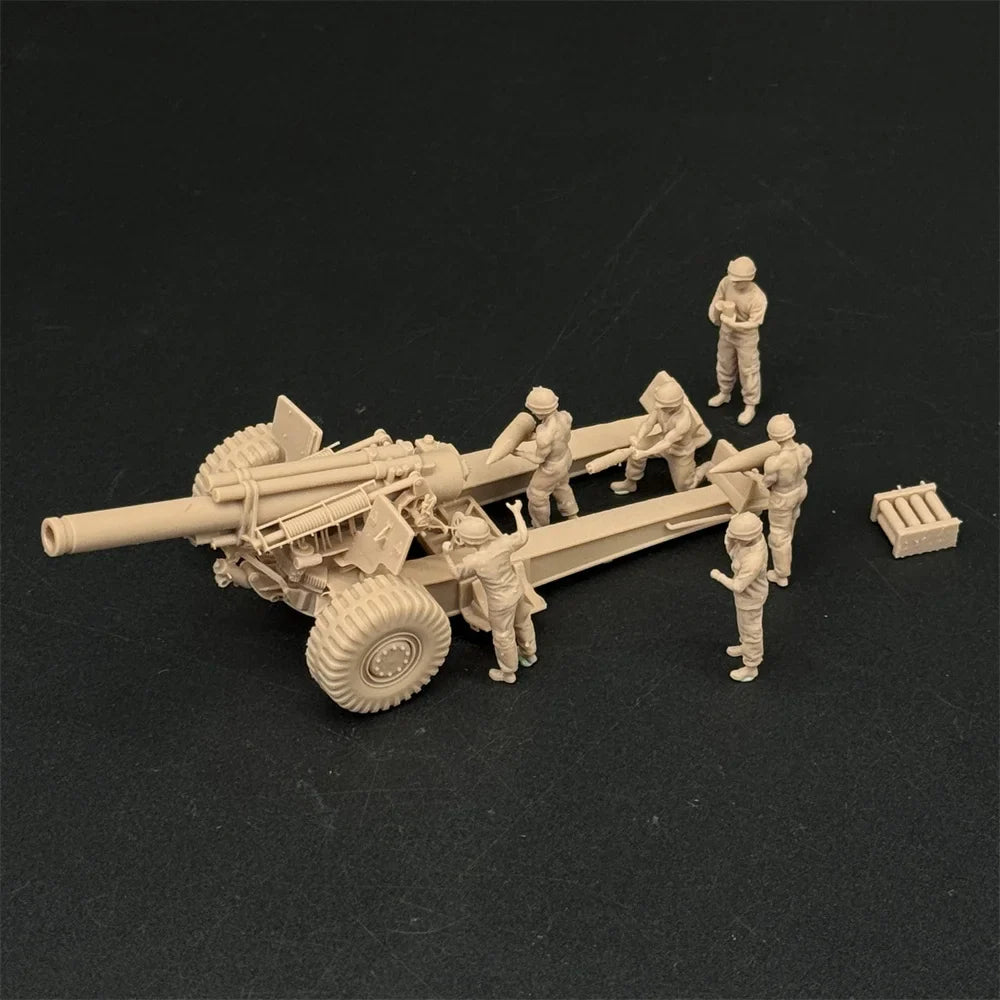 1/72 Scale US M114 Howitzer Artillery Piece & Crew Resin Model Kit (6 Figures) - Vietnam War Diorama