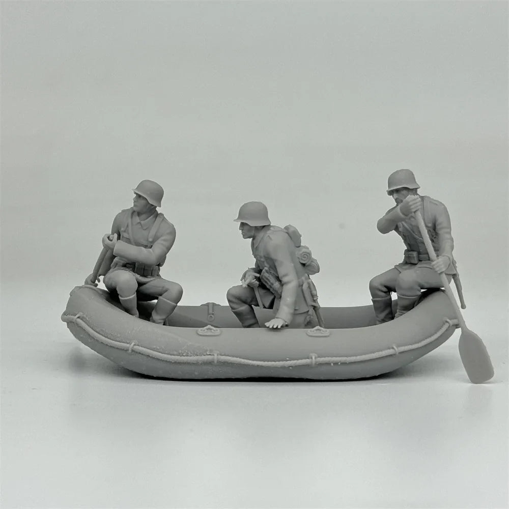 1/35 German Assault Boat Squad (3 Fig) Resin Kit | River Crossing Scene
