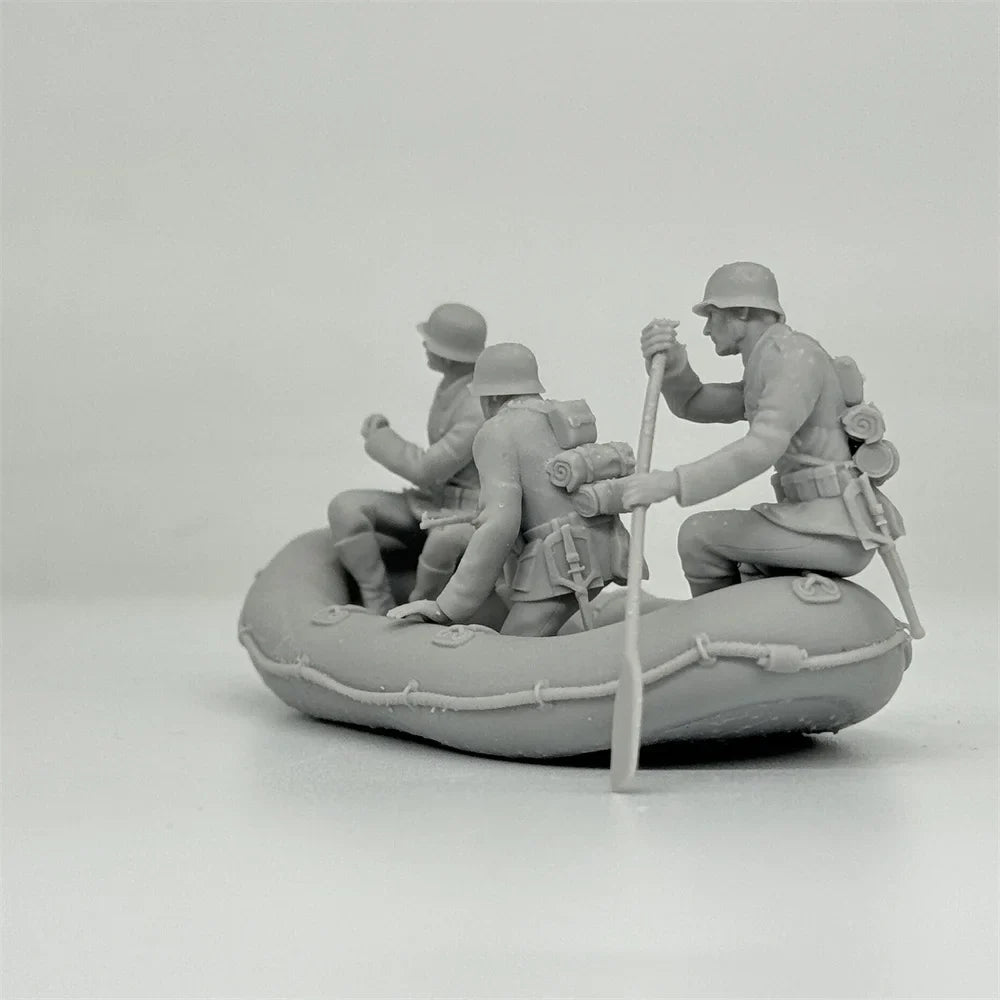 1/35 German Assault Boat Squad (3 Fig) Resin Kit | River Crossing Scene