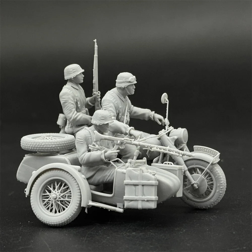 1/35 German Motorcycle w/ MG34 Crew (3 Fig) Resin Kit | WWII Recon