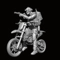 1/24 Scale (75mm) Tactical Motorcycle Rider Resin Figure Model Kit - Modern Operator on Dirt Bike