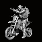 1/24 Scale (75mm) Tactical Motorcycle Rider Resin Figure Model Kit - Modern Operator on Dirt Bike