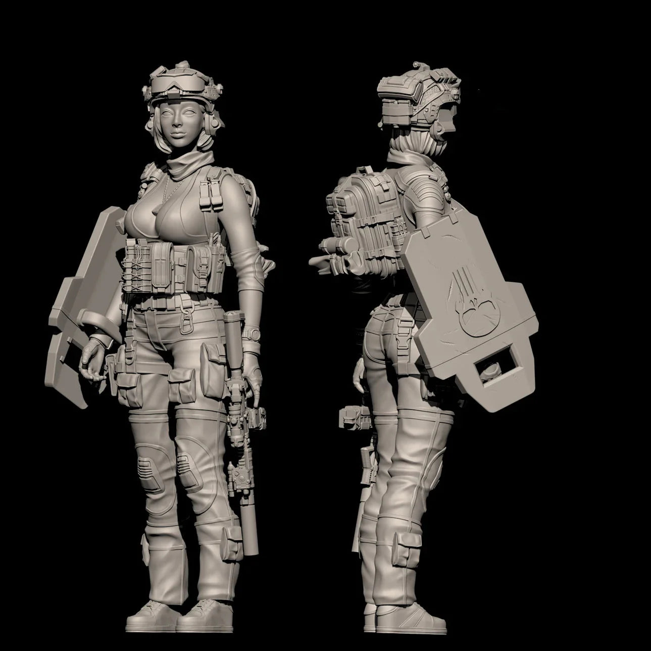 1/24 Scale (75mm) Modern Female Operator Resin Figure Kit - Tactical Specialist Miniature