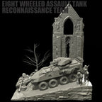 1/35 Scale Resin Soldier Figure Scene | 8-Wheeled Armored Car Diorama (5 Soldiers + Platform) | Self-Assembled Model Kit