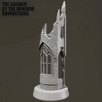 1/35 Scale Ruined Gothic Building Corner Diorama Base - Urban Warfare Terrain Model