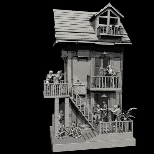 1/35 Scale Resin Soldier Figure Scene | Counter-Terrorism Diorama (8 Soldiers + Scene Platform) | Self-Assembled Model Kit