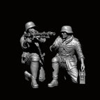 1/35 Scale WWII German MG42 Machine Gun Team Resin Figure Set (x2) - Unassembled Infantry Miniature
