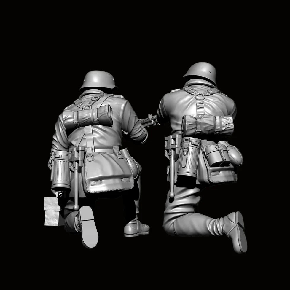 1/35 Scale WWII German MG42 Machine Gun Team Resin Figure Set (x2) - Unassembled Infantry Miniature