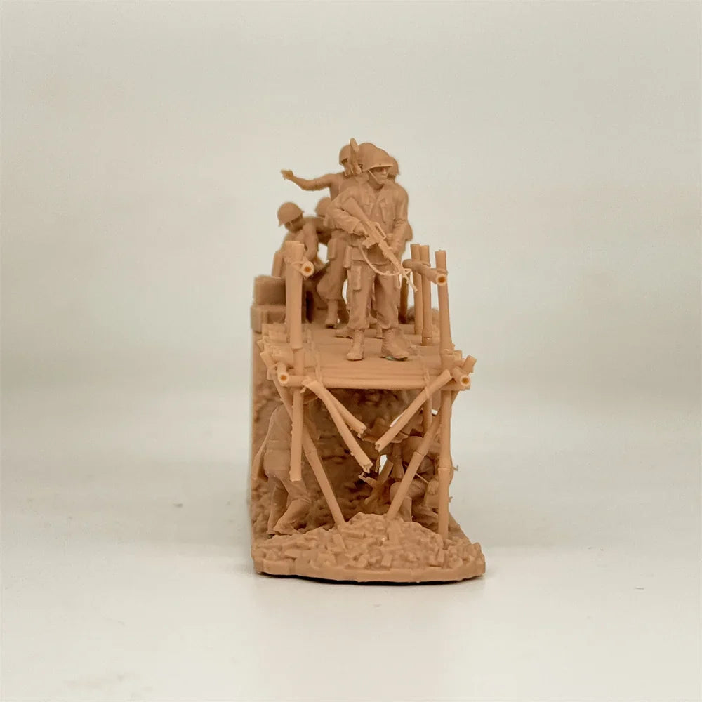 1/72 Scale Vietnam War Bridge / Bunker Ambush Scene Resin Diorama Kit (10+ Figures) - US & VC Combat Miniature
