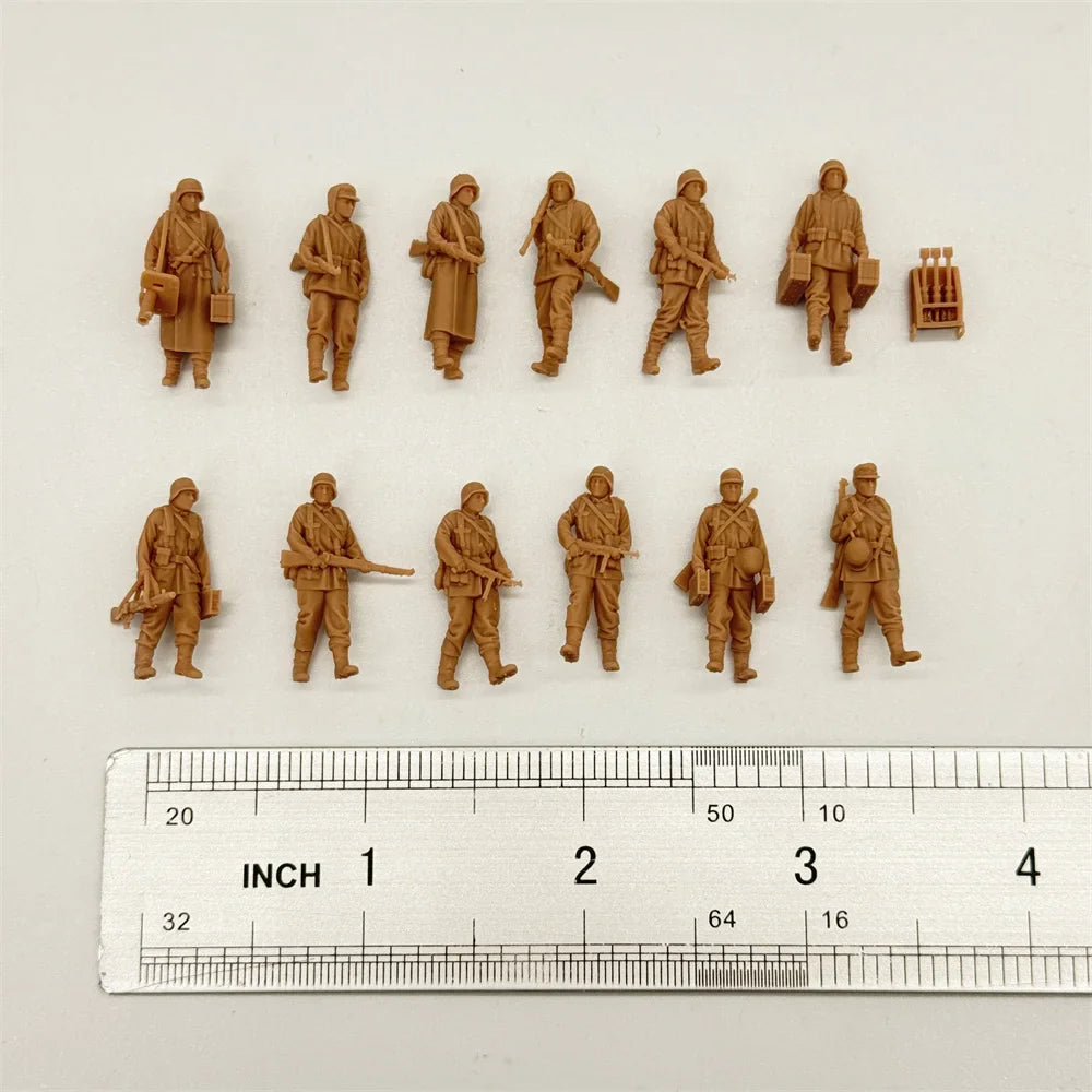 1/72 Scale WWII German Army Grenadiers Resin Figure Set (12 Figures) - Ardennes/Late War Infantry