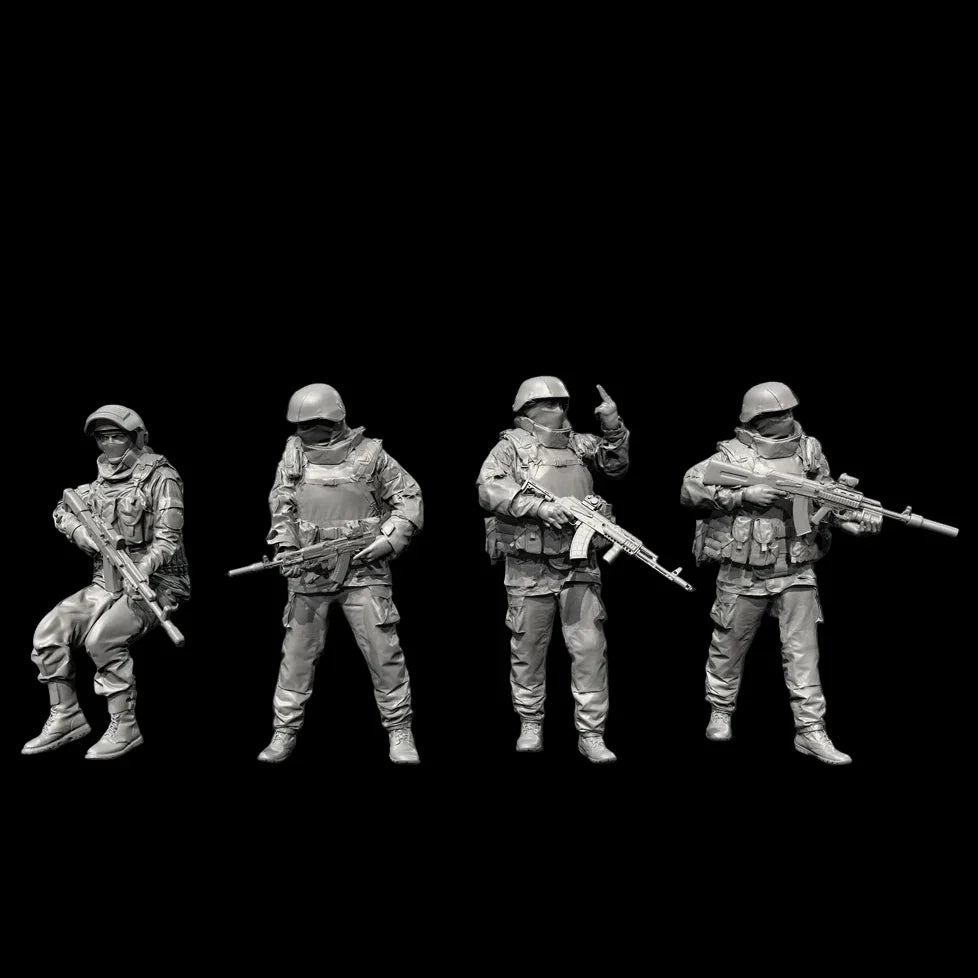 1/72 Resin model kit for winter gas station (4 soldiers) colorless self-assembly