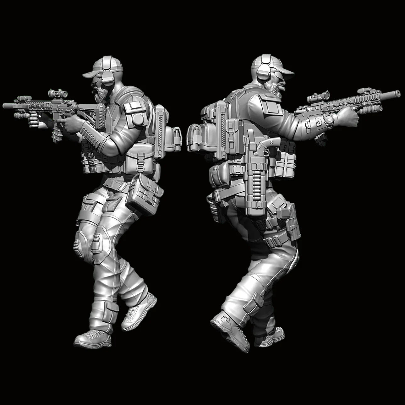 1/24 Scale US Navy SEAL Assaulter Resin Figure Kit - Bearded Operator Rifleman Miniature