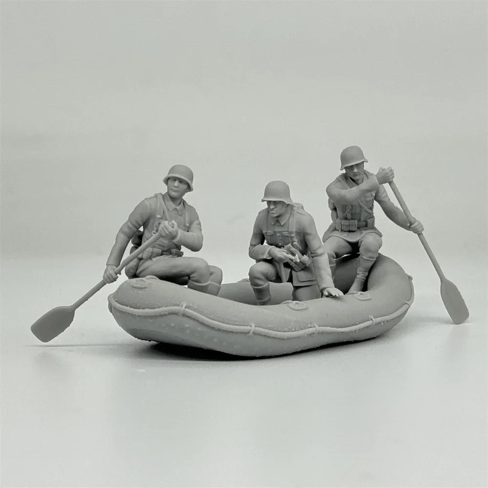 1/35 German Assault Boat Squad (3 Fig) Resin Kit | River Crossing Scene